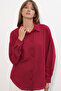 Women's Oversize Linen Shirt 20338 - Burgundy