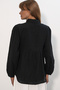 Women's Textured Oversize Linen Shirt 20381 - Black - 6