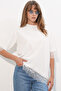 Women's Lace Detailed Oversize Blouse 40002 - White - 4