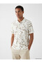 Esvab • Modern & Distinctive Devrik Roba Collar Embroidered Raschel Men's T-Shirt