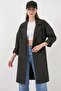 Women's Double-Breasted Collared Lined Black Trench Coat - 5