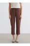Brown Elastic Waist Women's Trousers - 2