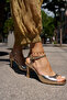 Harry Women's Gold Genuine Leather Single Strap Heel Sandals - 7