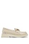 Women's Genuine Leather Beige Patent Leather Loafer Shoes