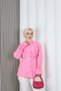 Butterfly Stone Button Detailed Lace-Up Tunic Pink Hnt2126 - 7