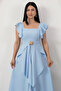 Square Neckline Shoulder and Skirt Ruffle Dress Grs4052 - 2