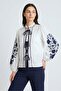 Ethnic Inspired Triple Lace Detailed Embroidered Balloon Sleeve Blouse - 2