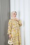 Half Pat Button Daisy Patterned Modal Fabric Dress Yellow Hnt2129 - 7