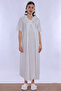 Soft Textured Maternity Nightgown with Hidden Breastfeeding Feature Effortt - Ecru - 2
