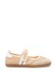 Beige Women's Sports Ballerina Knitted Look Velcro Mery Jane Sneaker Retro - 4