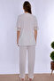 Cotton Long Robe Maternity Nursing Pajama Set Effortt - Ecru - 6