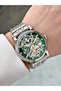 Automatic Mechanism Silver-Green Color Steel Band Steel Case Men's Wristwatch 2611Mr - 4