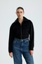 Suede Look Jacket with Pocket Detail |   Mnt36667 Black - 4