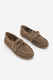 Women's Genuine Leather Loafer Perforated Lace-Up Casual Shoes Lunosi Camel Suede - 5