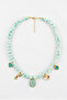 Mint Green Alaçati Glass Bead Sea Shell Charm Necklace - 6