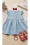 Girl's Floral Embroidered Denim Dress and Shoes Set