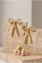 Yellow Gold Bow Detailed Dangle Brass Women's Earrings - 5