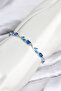 Brass Silver Color Blue Zircon Stone Flower Model Women's Bracelet - 2