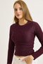 Women's Ottoman Crew Neck Stone-Embellished Blouse Burgundy - 4