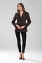 Women's Waist-Fitted Blazer Jacket with Print Detail on the Top - 3