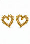 Women's Yellow Textured Heart Earrings - Stylish and Modern Brass Design