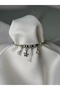 Silver Color Women's Bracelet with Starfish Pearl and Fishbone Charm Detail and Zircon Stones