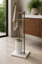 Antique Gold Toilet Paper Holder and Toilet Brush Set First Quality Marble Antique Gold Bathroom Standing Set Retro - 3