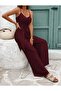 Summer's Favorite Women's Rope Strap V-Neck Belted Waist Long Aerobin Jumpsuit - 3