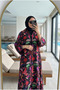 Women's Patterned Shirt Collar Buttoned Hijab Shirt Dress - 5
