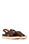 Women's Brown Wedge Heeled Leather Sandals 26Sfd551518 - 2