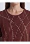 Original Oval Collar Patterned Women's T-Shirt - 3