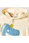 Hooded Sleepsuit with Dinosaur Applique - Long Sleeves - 3