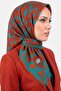 وشاح نسائي من قماش التيمبرولين المزخرف باللونين الأحمر والأخضر