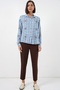 Women's Patterned Oversize Viscose Shirt 1502 - Blue - 2