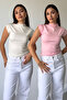 White Pink 2-Pack Premium Stand-Up Collar Blouse - White Pink