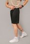 Men's Black Pique Fabric Relaxed Fit Bermuda Shorts with Double Leg Pockets - 4