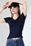 Women's V-Neck Collar Lace Short Sleeve Badi 22268