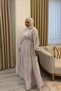 Women's Large Floral Printed Long Cotton White Muslin Dress - 5
