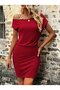 Women's Short Sleeve Off-The-Shoulder Short Janjan Crepe Dress