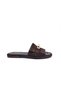 Genuine Suede Leather Flat Heeled Women's Brown Slippers - 2