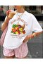 Fruit Printed Crew Neck White T-Shirt