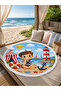 Little Sailor 150 cm Round Children's Beach Towel with Sailor and Lighthouse Theme - 2