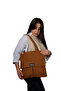 Women's Brown Zippered Hand and Shoulder Bag Fabric Tote Bag Custom Made Creation - 4