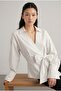 Women's Double-Breasted Tie-Down Striped Shirt Ru-1089 - 6