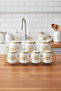 Gold Detailed Tree of Life Patterned Porcelain 7-Piece Spice Rack Set with Stand