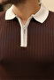 Men's Elite Cut Polo Collar Ribbed Knitwear T-Shirt - Half Zipper - 4