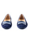 Genuine Leather Navy Blue Suede Women's Ballerina Shoes - Z2551 - 3