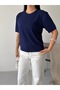 Premium Viscose Crew Neck Comfortable Fit Short Sleeve Flexible Summer Knitwear Blouse - 7