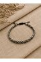 Hematite Stone Adjustable Men's Bracelet – Modern Black Silver Design - 2