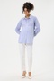 Maternity Striped Pattern Cotton Poplin Fabric Shirt with Lace Detail on the Sides - 7